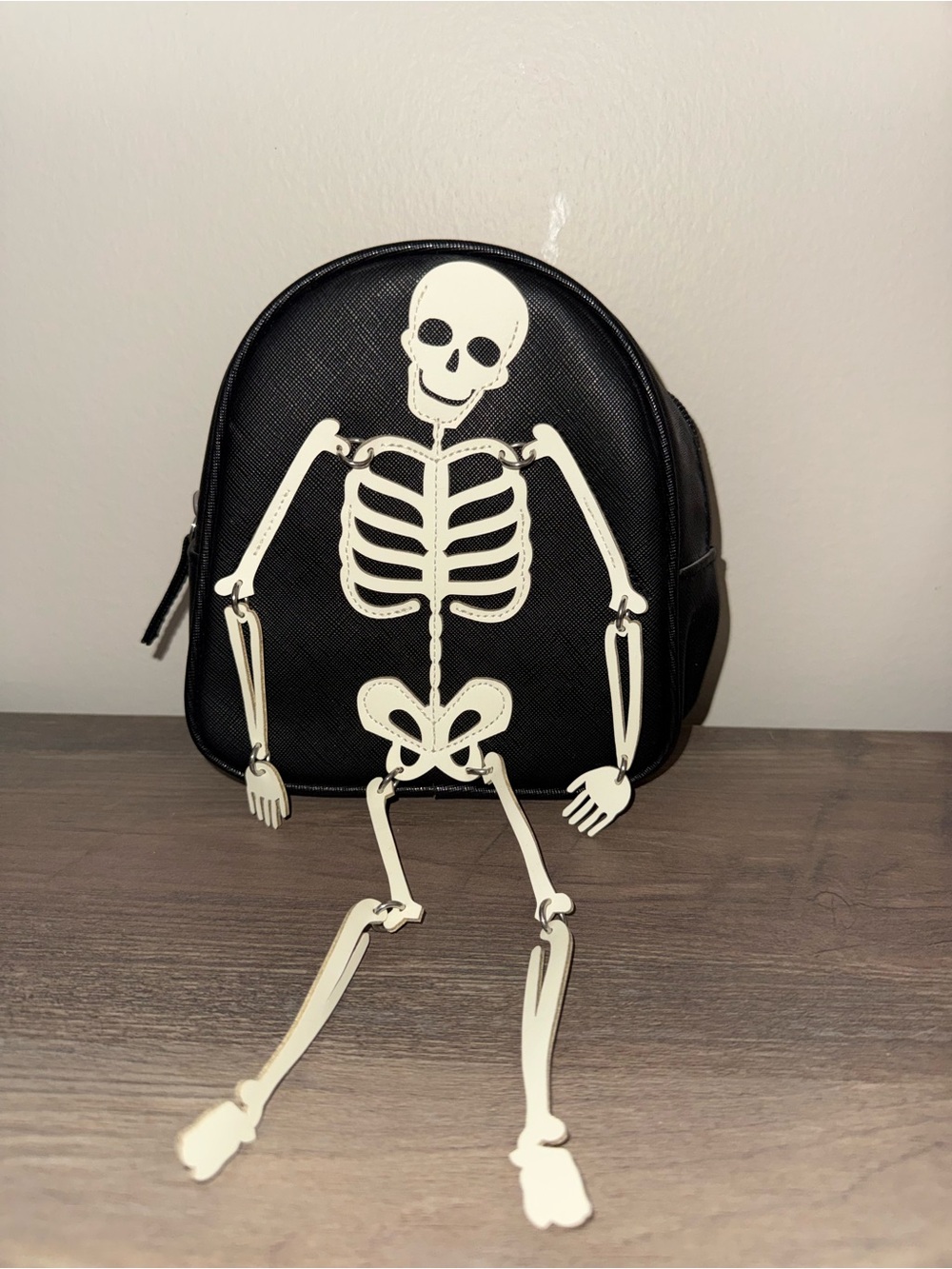 Bath & Body Works Black Mini Backpack with White Skeleton Accent